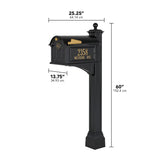 Whitehall Balmoral Mailbox Side Plaques, Personalized Monogram & Post Package - dimensions