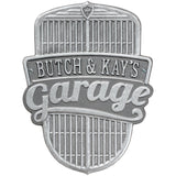 Whitehall Car Grille Garage Personalized Plaque Standard Wall 1-Line - Pewter/Silver