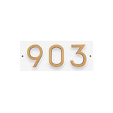 Whitehall Floating Stand-Off Horizontal House Number Personalized Sign, 3 Numbers - White & Black/Gold