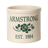Whitehall Rose Stem Established 2 Gallon Personalized Crock - Green Engraving/Bristol Crock