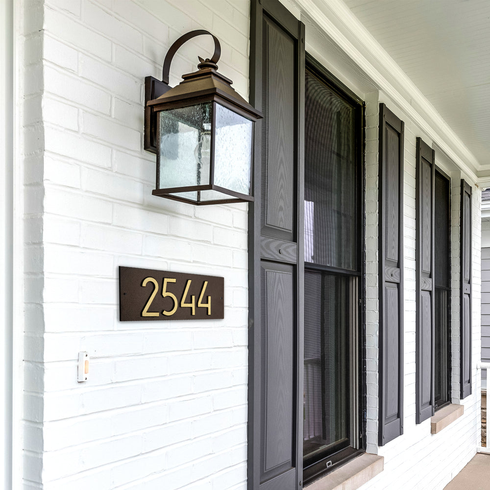 Whitehall Mid-Century Modern Rectangle Standard Wall 1-Line Personalized Address Plaque - lifestyle