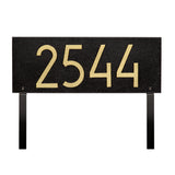 Whitehall Mid-Century Modern Rectangle Standard Lawn 1-Line Personalized Address Plaque - Black/Gold