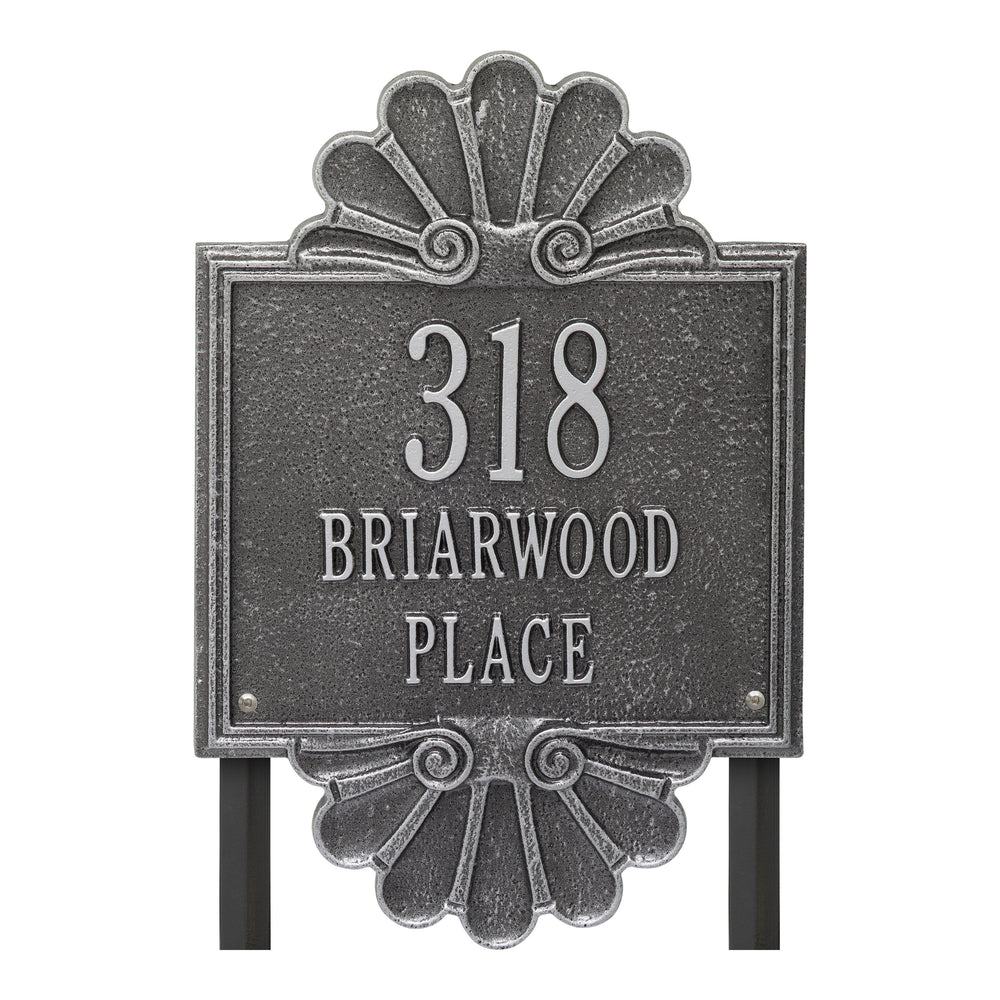 Whitehall Coquille Signature Grande Lawn 3-Line Personalized Address Plaque - Smoke Grey