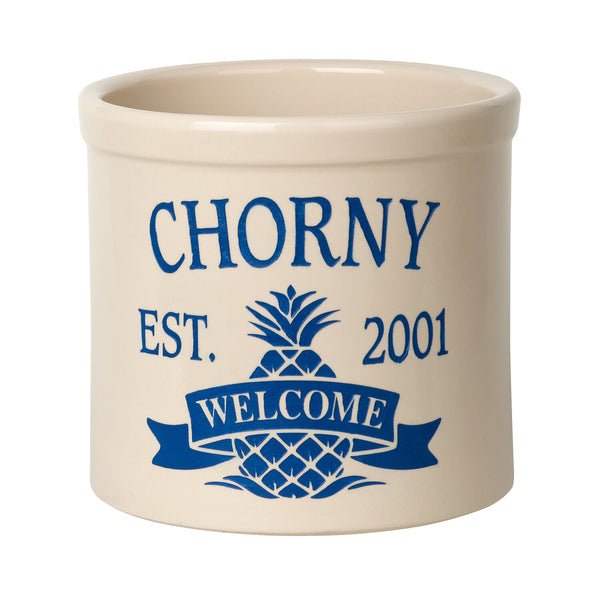 Whitehall Products Whitehall Pineapple Established / Welcome 2 Gallon Personalized Crock