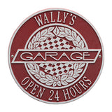 Whitehall Victory Lane Garage Personalized Plaque Standard Wall 2-Line - Red/Silver