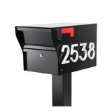 Whitehall MailVault Mailbox with Standard Post & Stand-Off Numbers Personalized Plaque - Black/White