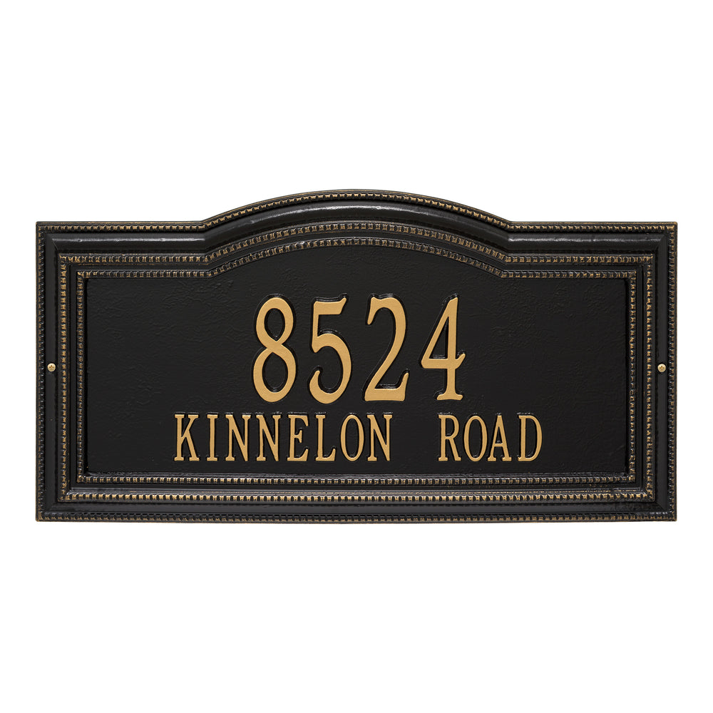 Whitehall Arbor Signature Extra Grande Wall 2-Line Personalized Address Plaque - Black/Gold