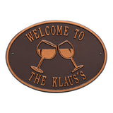 Whitehall Wine Glass Oval Personalized Plaque - Antique Copper