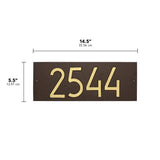 Whitehall Mid-Century Modern Rectangle Standard Wall 1-Line Personalized Address Plaque - dimensions