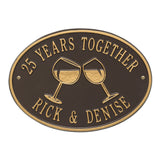 Whitehall Wine Glass Oval Personalized Plaque - Bronze/Gold