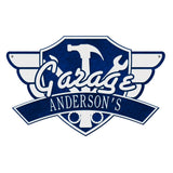Whitehall Garage Wing Standard Wall 1-Line Personalized Plaque - Dark Blue/Silver