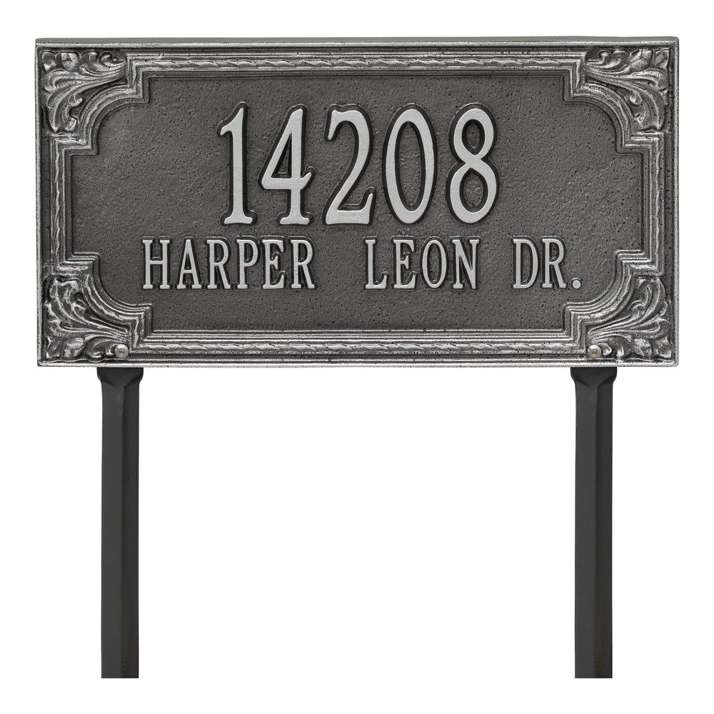 Whitehall Penbrook Signature Grande Lawn 2-Line Personalized Address Plaque - Smoke Grey