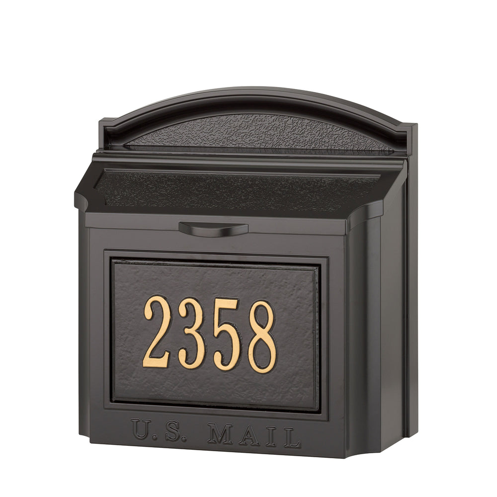 Whitehall Wall Mailbox Package Personalized Plaque - Black/Gold