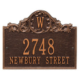 Whitehall Acanthus Monogram Wall 3-Line Personalized Address Plaque - Antique Copper