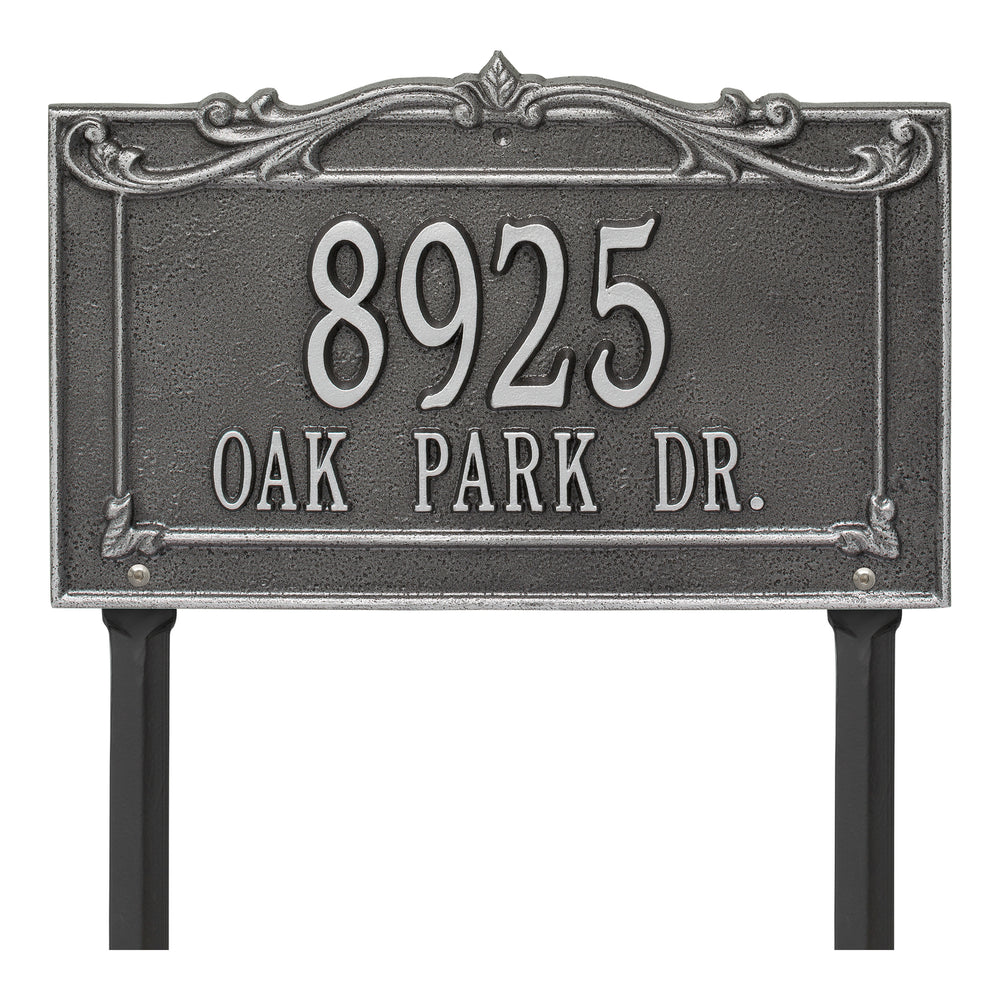 Whitehall Sheridan Signature Grande Lawn 2-Line Personalized Address Plaque - Smoke Grey