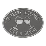 Whitehall Wine Glass Oval Personalized Plaque - Pewter/Silver