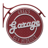 Whitehall Hanging Garage Personalized Plaque with Bracket - Red/Silver