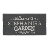 Whitehall Garden Welcome 2-Line Etched Wall Slate Personalized Sign - Silver