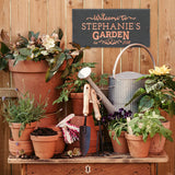 Whitehall Garden Welcome 2-Line Etched Wall Slate Personalized Sign - lifestyle