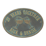 Whitehall Wine Glass Oval Personalized Plaque - Bronze Verdigris