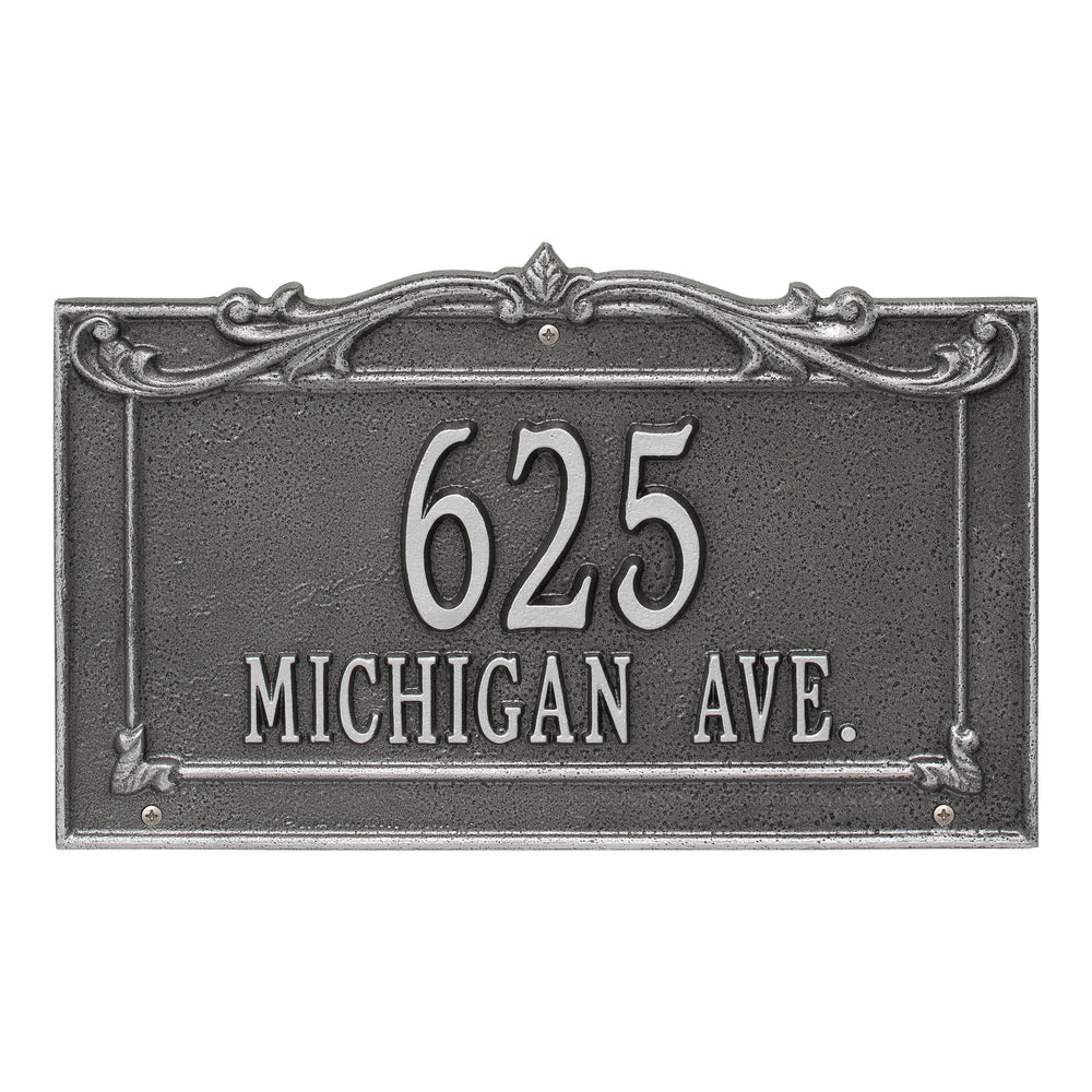 Whitehall Sheridan Signature Grande Wall 2-Line Personalized Address Plaque - Smoke Grey