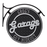 Whitehall Hanging Garage Personalized Plaque with Bracket - Black/Gold