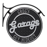 Whitehall Hanging Garage Personalized Plaque with Bracket - Black/Gold