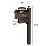Whitehall Ultimate Mailbox Package Personalized Plaque - dimensions