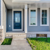 Whitehall Herringbone Horizontal Standard Lawn 1-Line Personalized Address Plaque - lifestyle