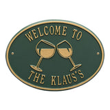Whitehall Wine Glass Oval Personalized Plaque - Green/Gold