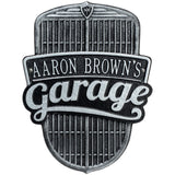 Whitehall Car Grille Garage Personalized Plaque Standard Wall 1-Line - Black/Silver