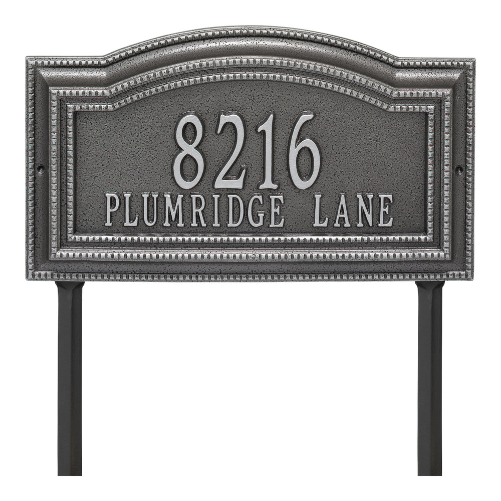 Whitehall Arbor Signature Grande Lawn 2-Line Personalized Address Plaque - Smoke Grey