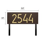 Whitehall Mid-Century Modern Rectangle Standard Lawn 1-Line Personalized Address Plaque - dimensions
