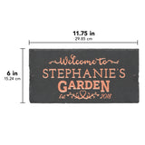 Whitehall Garden Welcome 2-Line Etched Wall Slate Personalized Sign - dimensions