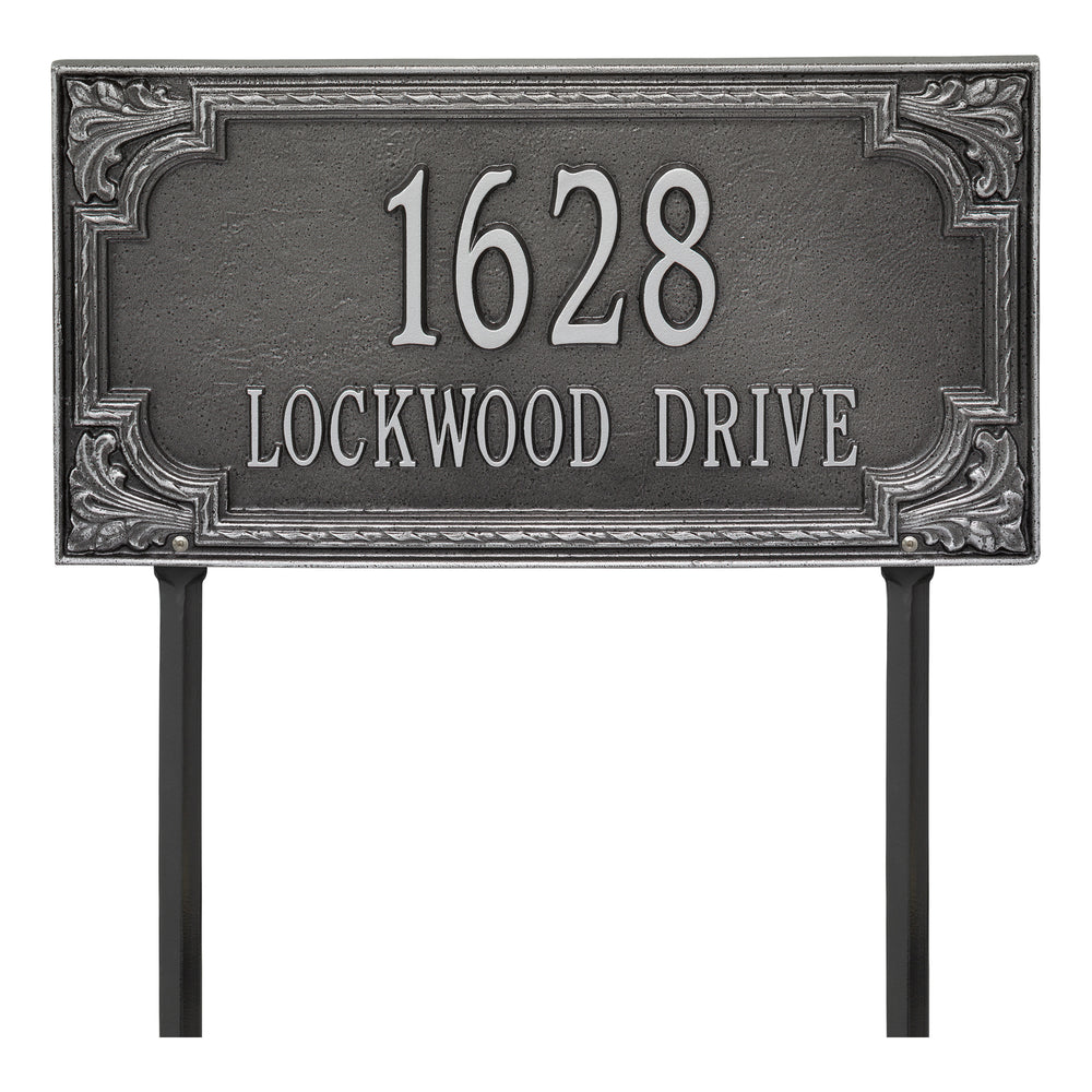 Whitehall Penbrook Signature Extra Grande Lawn 2-Line Personalized Address Plaque - Smoke Grey
