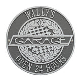 Whitehall Victory Lane Garage Personalized Plaque Standard Wall 2-Line - Pewter/Silver