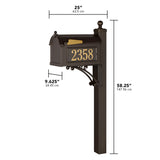 Whitehall Deluxe Capitol Mailbox Package Personalized Plaque - dimensions