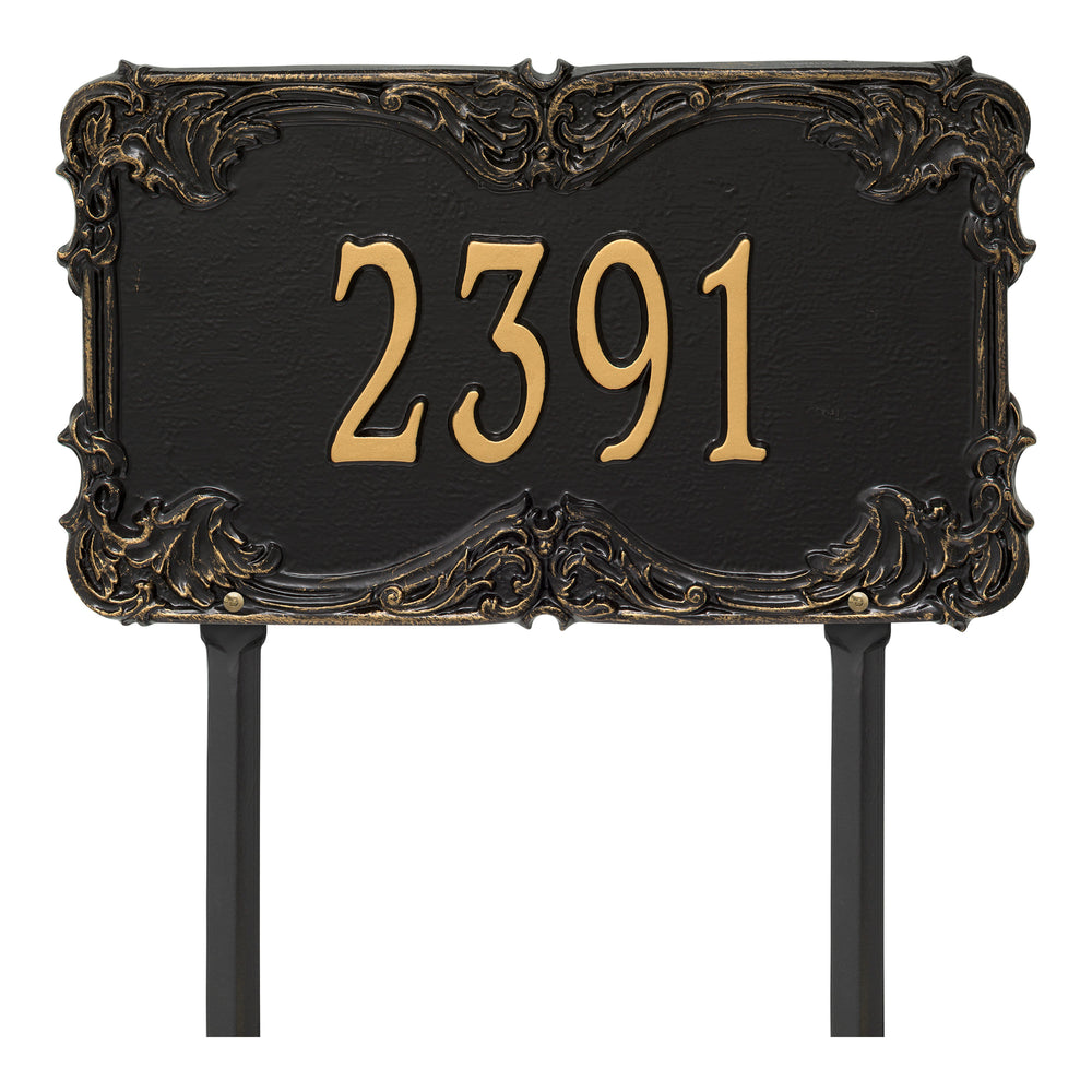 Whitehall Leroux Signature Grande Lawn 1-Line Personalized Address Plaque - Black/Gold