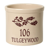 Whitehall Oak Branch Address 2 Gallon Personalized Crock - Red Engraving/Bristol Crock