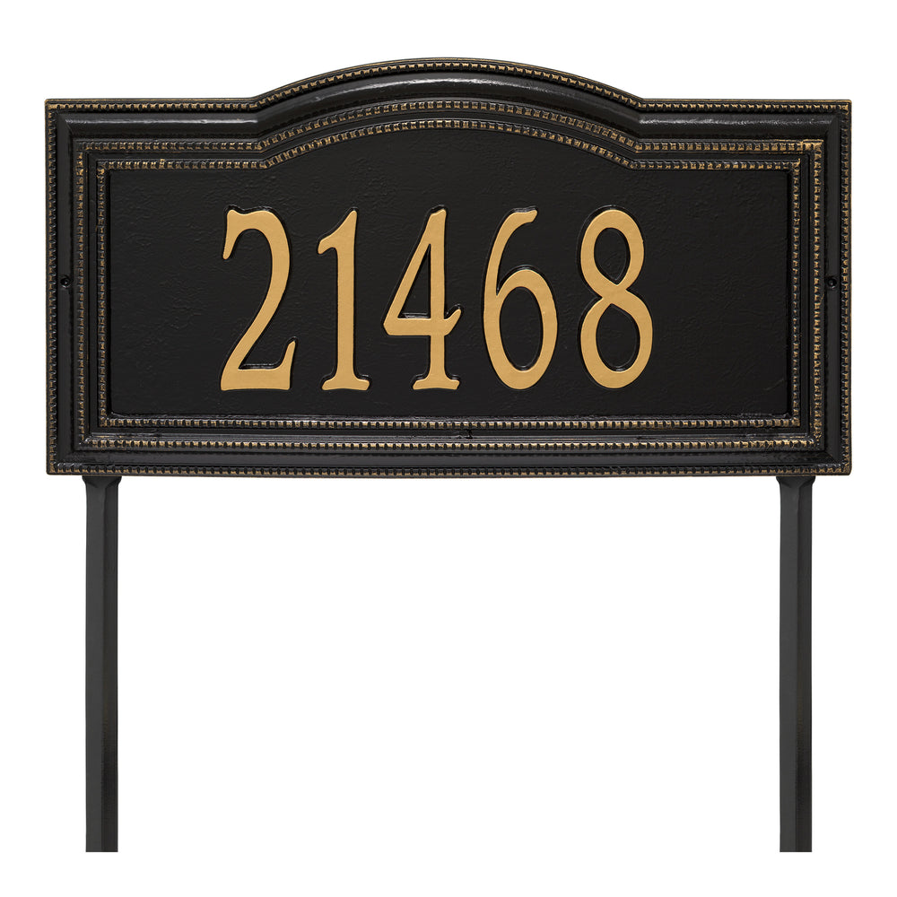 Whitehall Arbor Signature Extra Grande Lawn 1-Line Personalized Address Plaque - Black/Gold