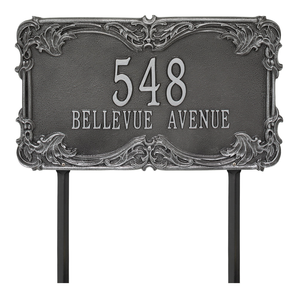 Whitehall Leroux Signature Extra Grande Lawn 2-Line Personalized Address Plaque - Smoke Grey