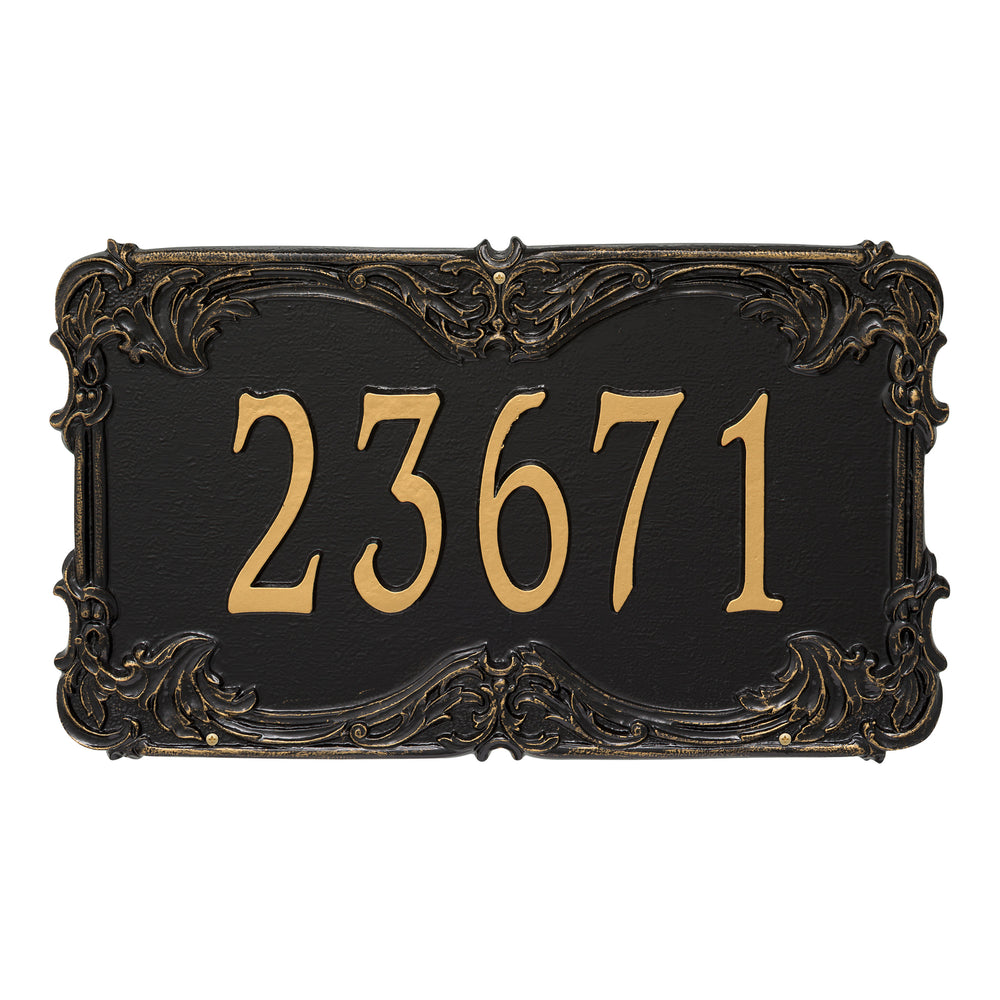 Whitehall Leroux Signature Extra Grande Wall 1-Line Personalized Address Plaque - Black/Gold