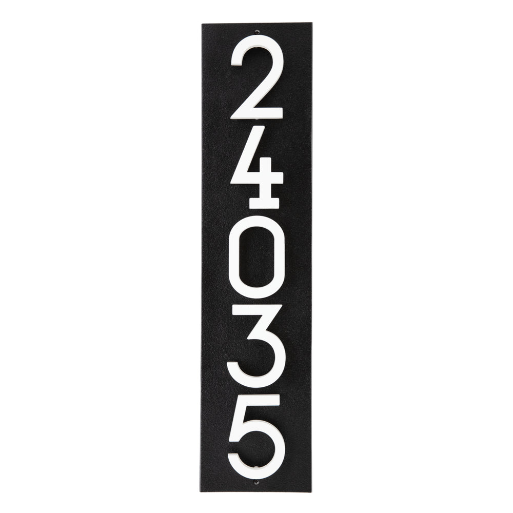 Whitehall Floating Stand-Off Vertical House Number Personalized Sign, 5 Numbers - Black/White