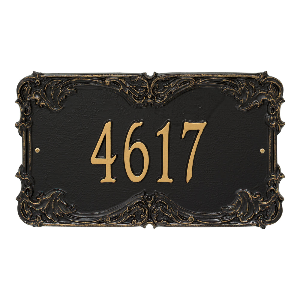 Whitehall Leroux Signature Grande Wall 1-Line Personalized Address Plaque - Black/Gold