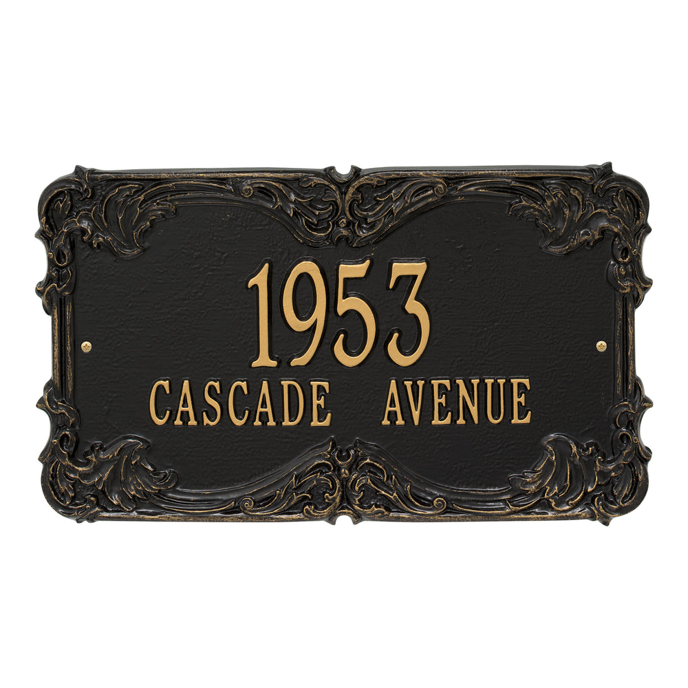 Whitehall Leroux Signature Grande Wall 2-Line Personalized Address Plaque - Black/Gold