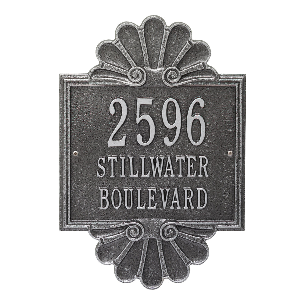 Whitehall Coquille Signature Grande Wall 3-Line Personalized Address Plaque - Smoke Grey