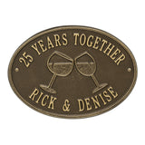 Whitehall Wine Glass Oval Personalized Plaque - Antique Brass