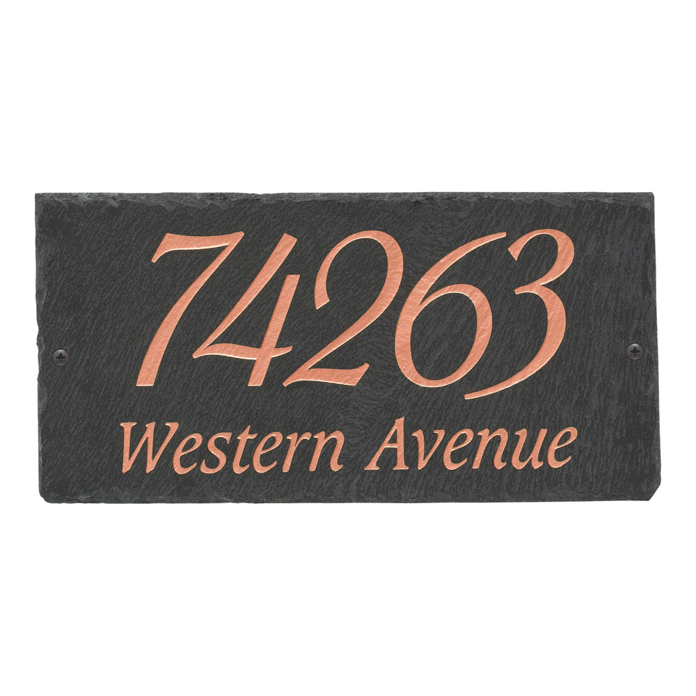 Whitehall Lily 2-Line Etched Wall Slate Personalized Sign - Copper