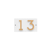 Whitehall Floating Stand-Off Horizontal House Number Personalized Sign, 2 Numbers - White & Black/Gold