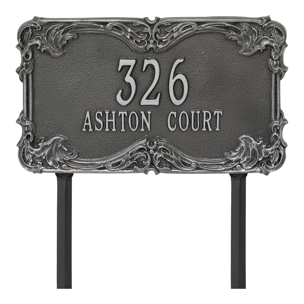 Whitehall Leroux Signature Grande Lawn 2-Line Personalized Address Plaque - Smoke Grey